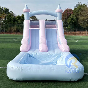 <span class=keywords><strong>Toboggan</strong></span> aquatique gonflable géant personnalisé en PVC, thème cygne, rose, avec piscine pour cour - Product Image 5