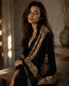 Elegant European American Embroidered Floral Reversible Lightweight Shawl Digital Print Winter Scarf Long Fringe Soft Warm - Product Image 3
