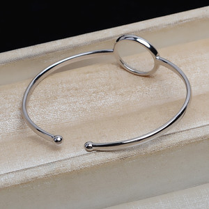 Brazalete de Plata de Ley S925 Wenchi con Base Plana, Accesorio para Perlas de 15 mm, Bandeja Vacía para DIY, 5264, Pulseras y Brazaletes de Perlas, China - Product Image 4