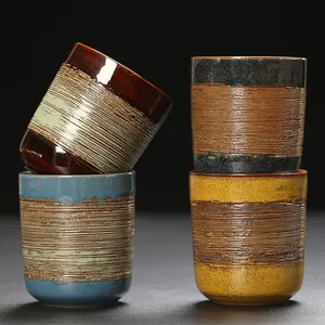 Wholesale Vintage 160ml Reusable Stoneware Tea Cups Japanese Style 250ml Kiln Change Ceramic Coffee Cup Pottery Master Mugs