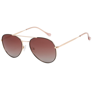 Lunettes de soleil pilote ovales à monture intégrale, verres dégradés marron, protection UV 100%, unisexe, protection solaire pour adultes - Product Image 1