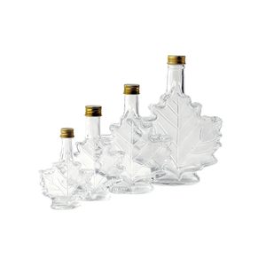 Bouteille en verre unique en forme de feuille d'<span class=keywords><strong>érable</strong></span>, capacité 50ml, 100ml, 250ml, pour Tequila et <span class=keywords><strong>Rhum</strong></span> Noir, avec couvercle inclus - Product Image 2