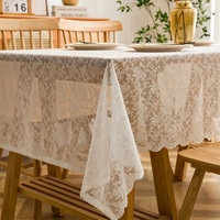 Elegante Mantel Rectangular de Encaje Blanco Calado, Estilo Nórdico Campestre, para Fiestas, Picnics, Fondo para Fotos, Decoración del Hogar