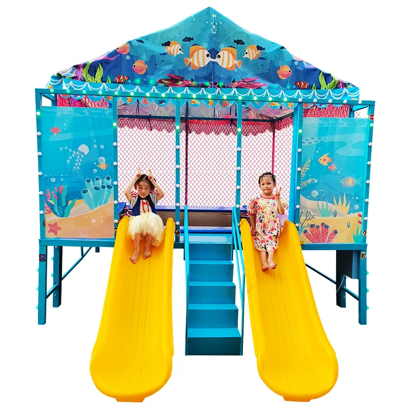 Nhà máy trực tiếp khung thép vuông nhảy Bungee công viên ánh sáng âm nhạc ánh sáng Trampoline trẻ em gia đình Bungee nhảy giường