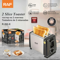 RAF R.262-X Pemanggang Roti Elektrik 650W Desain Dua Slot Timer 190 Detik Pemanggangan Cepat Panel Samping Stainless Steel untuk Sarapan