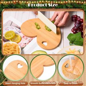 Heart Shaped Wooden Cutting <b>Board</b> Natural Wood Color Solid Wood For Fruit <b>Pastry</b> Serving Platter Round Shape Household Kitchen - Product Image 4