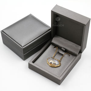 Échantillon gratuit <span class=keywords><strong>prix</strong></span> de gros étui à bijoux en cuir PU gris personnalisé boîte d'emballage de bijoux de luxe gris collier bague bracelet - Product Image 6