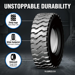 ยางใหม่ Honghua 16.00R25 E-4 OTR แบบไบแอสพร้อมยางใน HRE42 ลายดอกยางลึก สำหรับรถบรรทุกหนักแบบดั๊มพ์ - Product Image 2