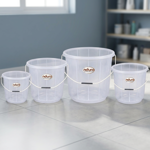 Seau utilitaire portable transparent en PP avec couvercle et poignée, capacité 16-20L, pour le stockage d'eau de nettoyage dans les tâches ménagères de la salle de bain - Product Image 1