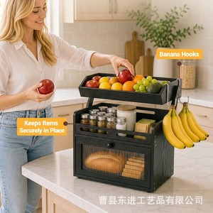 Étagère de rangement pour fruits et légumes Eastward Advance à 3 niveaux avec crochet pour bananes, boîte à pain, organisateur de comptoir de cuisine - Product Image 4