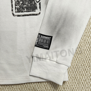 Camiseta Oversize de Algodón 100% con Estampado DTG Gráfico Vintage, Efecto Desgastado y Lavado, Tejido Waffle Térmico Largo, Estilo Streetwear con Etiqueta Personalizada - Product Image 3