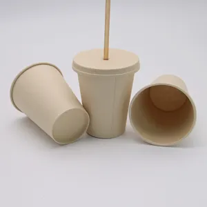 Kingwin özel kapasite tek kullanımlık parçalanabilir 5 9 12 OZ bambu hamuru sıcak süt çay kahve kağıt bardaklar