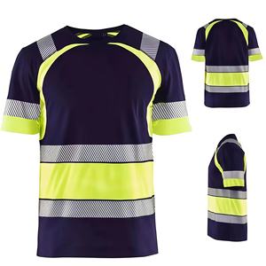 Farbblock Hi-Vis Arbeitskleidung Hochsichtbares T-Shirt Reflektierende Sicherheitskleidung Hemden mit Reflektoren Bau-Arbeitshemden - Product Image 3