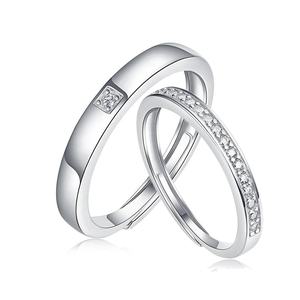 5215 Paar Liefde Belofte Ringen 925 Sterling Zilveren Zirkoon Verlovingsringen Voor Dames Heren Verstelbaar - Product Image 1