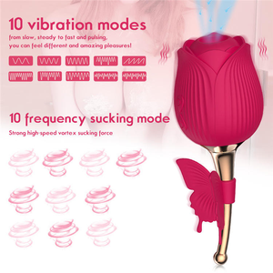 Mainan seks masturbasi wanita kedap air silikon pengisi daya USB Stimulator klitoris kupu-kupu <span class=keywords><strong>Vibrator</strong></span> penghisap berbentuk mawar untuk wanita - Product Image 6
