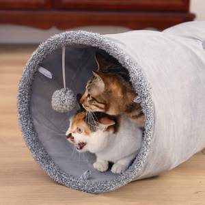 Tunnel de jeu pliable pour <span class=keywords><strong>chat</strong></span> en faux daim, doux et moelleux, avec trou de surveillance et boule suspendue – Vente chaude - Product Image 5