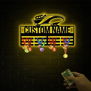 Percha de medalla de Bobsled <span class=keywords><strong>Bobsleigh</strong></span> personalizada con pantalla de soporte de medalla de luz Led para premios y cintas Estante de premios escalonados - Product Image 4
