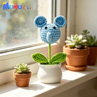 Plante en pot éléphant bleu au crochet faite à la main, écologique, pour la décoration de bureau, vente en gros, fournisseur en vrac, fabricant OEM ODM