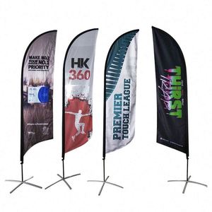 Bandera Publicitaria Personalizada para Carreteras, Bandera de Playa en Forma de Lágrima de 2.3X11.1 Pies con Impresión Personalizada para Eventos y Mercados - Product Image 1