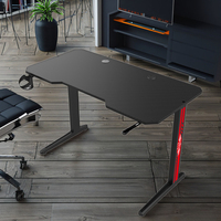 Table d'ordinateur moderne pour bureau à domicile avec crochet pour casque d'écoute en forme de T noir grand bureau long bureau ergonomique