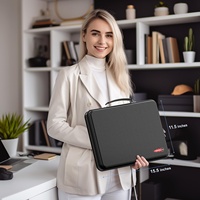 Organizador de Documentos Portátil Ignífugo de 13 Bolsillos, Caja de Archivo Expandible de Carcasa Rígida para Documentos, Laptop, Pasaportes, Tarjetas - Negro