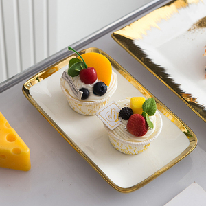 Bán buôn vàng trắng sứ hiện đại món ăn thiết lập với vành vàng cho đám cưới và quà tặng tân gia - Product Image 1