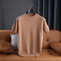 Pull-over en laine 100% respirant et tendance pour homme, méthode de tricotage, design à manches courtes