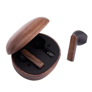 Luxurious Design Wood/Bamboo Made ENC TWS Wireless Earbuds Superior Quality Touch Control 5.3 Wireless Earphones