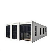 Maison conteneur pliable extensible, maison préfabriquée modulaire, mini-maison, aménagement multi-pièces, grandes fenêtres en verre, porte coulissante, personnalisable