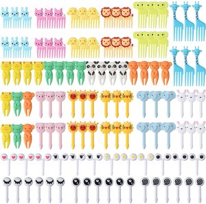 Juego de mini tenedores de plástico duradero para comida, conjunto de tenedor de fruta con dibujos animados - Product Image 1