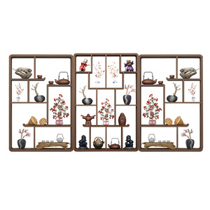 Estante de Exhibición de Madera Maciza, Rectangular, de Pared, Estilo Chino Moderno, para Té, Mueble Multiusos, Separador de Ambientes para Sala de Estar - Product Image 5