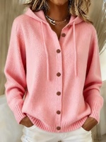 2026 Jaket Sweater Cardigan Rajut Berkerah Kancing Baru Musim Gugur Musim Dingin Warna Solid Kasual Wanita