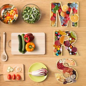 Juego de 3 Platos Rectangulares Decorativos para Frutas, Queso o Aperitivos, Marca One MRS, Modelo Letter Tray Deli Board, Ideal para Baby Shower - Product Image 1