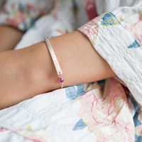 QIUHAN acier inoxydable or nom Bracelet barre personnalisé pierre de naissance barre Bracelet