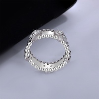 Bague en argent sterling S925 avec moissanite et trèfle à quatre feuilles