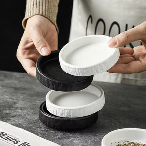 Vente en gros d'assiettes rondes en céramique, ensemble de plats <span class=keywords><strong>à</strong></span> sauce Texture de roche, plat de service de <span class=keywords><strong>restaurant</strong></span> pour ajouter de l'apéritif Banchan et sauces - Product Image 2