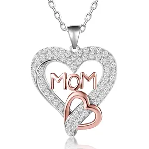 I love you mother Love Heart Zircon Pendant Necklace Mother's Day Jewelry Necklace