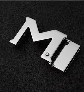 定制字母标志设计您自己的私人镀银金属品牌名牌带扣