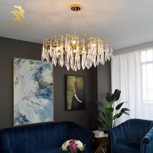 Lampadario a Sospensione di Lusso Italiano con Rami Dorati per Soggiorno, Stile Artistico Decorativo Romantico Francese, Lampadario LED - Product Image 3