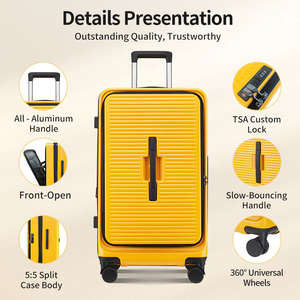 Ensemble <span class=keywords><strong>de</strong></span> bagages à ouverture frontale avec logo OEM, serrure TSA, valise à roulettes 20/24/28 pouces, ABS PC, pour voyage, ensemble <span class=keywords><strong>de</strong></span> <span class=keywords><strong>valises</strong></span> d'affaires, bagages à main - Product Image 2