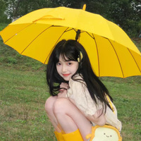 Parapluie jaune de style drama coréen de haute qualité, résistant au vent, à long manche, pour hommes et femmes, jours ensoleillés et pluvieux