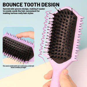 Nouvelle brosse à cheveux en paille de blé et ABS pour définir les boucles, avec des poils en nylon pour femmes, démêlage, ventilation, brosse à cheveux ailée - Product Image 3