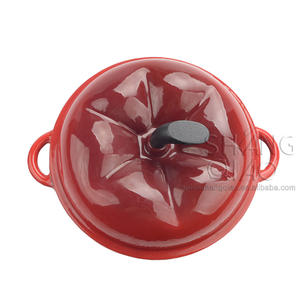 Cazuela festiva de calabaza, olla para estofado <span class=keywords><strong>con</strong></span> forma de tomate, esmalte rojo de hierro fundido - Product Image 3