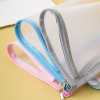 Sac de rangement portable en maille transparente A4 grande capacité avec fermeture éclair pour documents, fournitures scolaires et devoirs