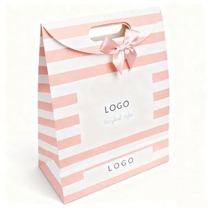 Sac d'emballage cadeau personnalisé en papier couché blanc 250g, impression numérique écologique, avec nœud en ruban pour chaussures et vêtements - Product Image 2