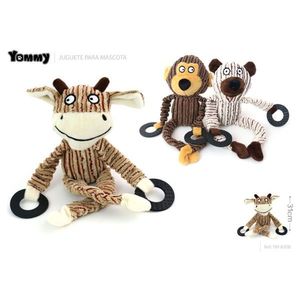 Juguete de Peluche Yommy, Vaca, Mono, Oso, con Anillos de Goma para Mascotas, 31 cm - Product Image 1
