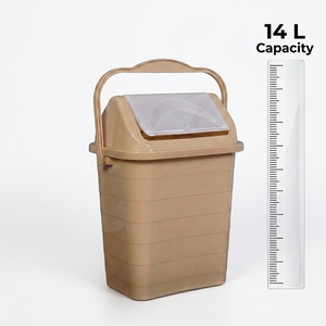Contenedor de Basura Rectangular de Plástico de 14 L con Tapa Abatible y Asa de Transporte, Cubo de Basura para Interiores y Exteriores, para el Hogar, Baño y Cocina - Product Image 2