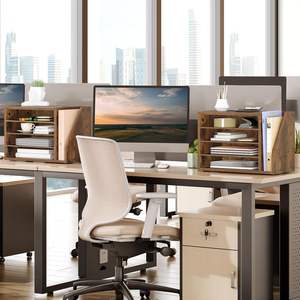 Armoire de rangement de bureau en bois brun personnalisée, 3 compartiments réglables pour bureaux, salles de bain, cuisines, salons - Moderne - Product Image 3