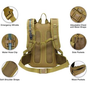 Sac à dos tactique d'hydratation CVLIFE 22L, robuste, avec poche à eau Molle 3L en TPU, sac à dos de randonnée pour hommes et femmes, confortable - Product Image 6