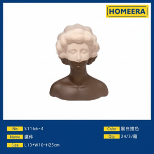 Escultura de resina en blanco y negro 12 \ "X 10 \" X 25 \ "Art Deco decorativo y estilo romano para oficina, sala de estar, decoración del hogar - Product Image 1